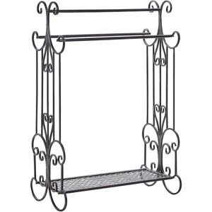 Beliani Black Iron Freestanding Towel Stand - Bathroom Accessory Beliani Black Iron Freestanding Towel Stand - Bathroom Accessory