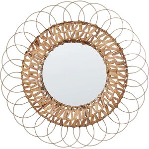 Beliani Wall Mirror Natural Water Hyacinth Steel ø 67 cm Decorative Hallway Boho - Wall Mirror Beliani Wall Mirror Natural Water Hyacinth Steel ø 67 cm Decorative Hallway Boho - Wall Mirror