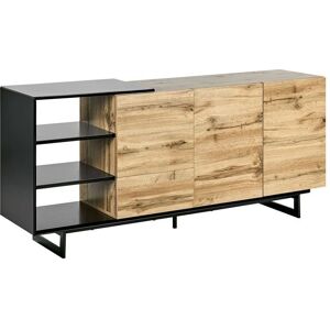 Beliani Light Wood Sideboard with Black FIORA - Storage Unit Beliani Light Wood Sideboard with Black FIORA - Storage Unit