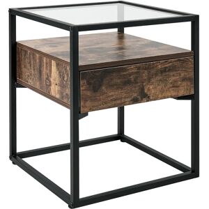 Beliani Dark Wood Side Table - Rectangular Modern Design Beliani Dark Wood Side Table - Rectangular Modern Design