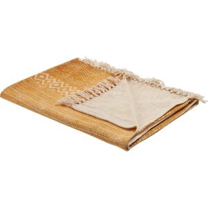 Beliani Cotton Blanket Yellow Beige 130x180 cm - Blanket Beliani Cotton Blanket Yellow Beige 130x180 cm - Blanket