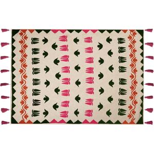 Beliani Cotton Multicolour Blanket - 130x180cm - Handmade Fluffy Bed Throw Beliani Cotton Multicolour Blanket - 130x180cm - Handmade Fluffy Bed Throw