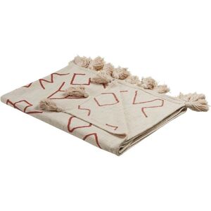 Beliani Manta de algodón Beige y Rojo 130x180cm - Manta Beliani Manta de algodón Beige y Rojo 130x180cm - Manta