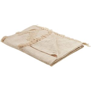 Beliani Blanket Beige Cotton 130 x 180 cm Geometric Pattern Bed Throw Beliani Blanket Beige Cotton 130 x 180 cm Geometric Pattern Bed Throw