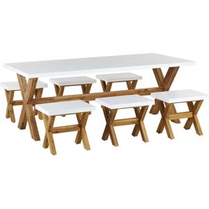 Beliani Outdoor Dining Set White Light Wood Fibre Cement - Dining Set Beliani Outdoor Dining Set White Light Wood Fibre Cement - Dining Set