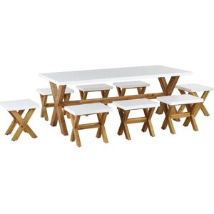 Beliani OLBIA White Garden Dining Set - Modern Design for 8 People Beliani OLBIA White Garden Dining Set - Modern Design for 8 People