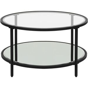 Beliani Black Tempered Glass Mirrored Round Coffee Table - Coffee Table Beliani Black Tempered Glass Mirrored Round Coffee Table - Coffee Table
