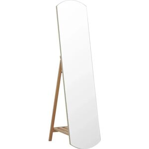 Beliani Standing Mirror Light Wood - Full-Length Mirror with Shelf - Modern Design Beliani Standing Mirror Light Wood - Full-Length Mirror with Shelf - Modern Design