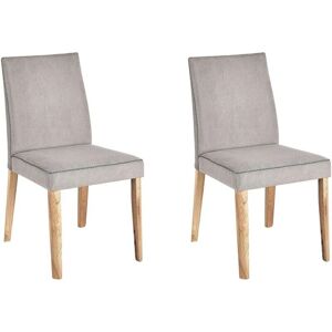 Beliani Set of 2 Light Grey Fabric Dining Chairs - Dining Chairs Beliani Set of 2 Light Grey Fabric Dining Chairs - Dining Chairs