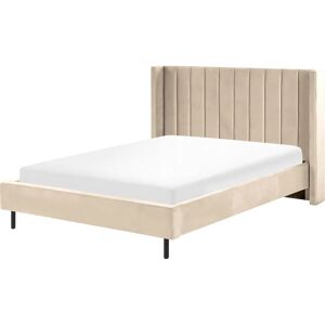 Beliani Double Size Bed Frame Beige Velvet VILLETTE - bed Beliani Double Size Bed Frame Beige Velvet VILLETTE - bed
