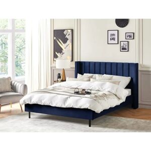 Beliani King Size Bed Navy Blue Velvet - Bed Beliani King Size Bed Navy Blue Velvet - Bed