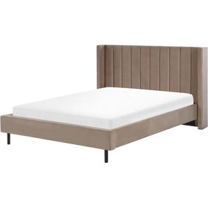 Beliani King Size Bed Taupe Velvet VILLETTE - Bed Beliani King Size Bed Taupe Velvet VILLETTE - Bed