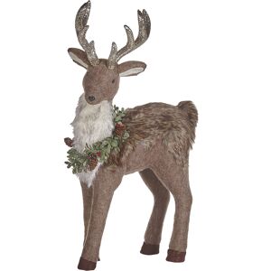 Beliani Decorative Figurine - Brown Faux Fur Christmas Reindeer - Indoor Decor Beliani Decorative Figurine - Brown Faux Fur Christmas Reindeer - Indoor Decor