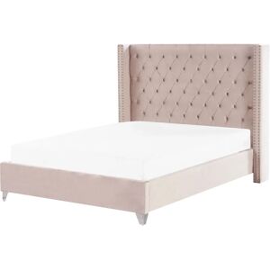Beliani LUBBON Pink Velvet Bed Frame - Bed Type Beliani LUBBON Pink Velvet Bed Frame - Bed Type
