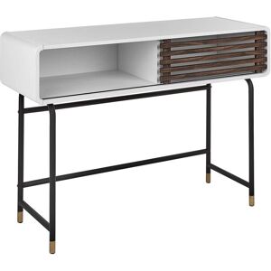 Table Console Blanche Beliani - Moderne, Porte Coulissante, 80x40x110cm - Publicité Table Console Blanche Beliani - Moderne, Porte Coulissante, 80x40x110cm - Publicité