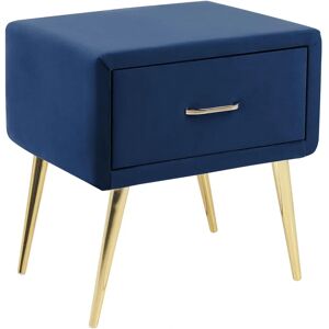 Beliani Bedside Table Navy Blue Velvet Upholstery Nightstand - Bedside Table - Bedroom Furniture Beliani Bedside Table Navy Blue Velvet Upholstery Nightstand - Bedside Table - Bedroom Furniture