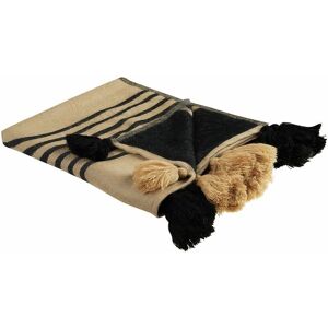 Beliani Beige Black Acrylic Polyester Blanket - Bed Throw Beliani Beige Black Acrylic Polyester Blanket - Bed Throw