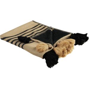 Beliani Beige Black Acrylic Polyester Blanket - Bed Throw Beliani Beige Black Acrylic Polyester Blanket - Bed Throw