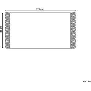 Beliani Yellow Green Striped Acrylic Blanket - 130x170 cm Beliani Yellow Green Striped Acrylic Blanket - 130x170 cm
