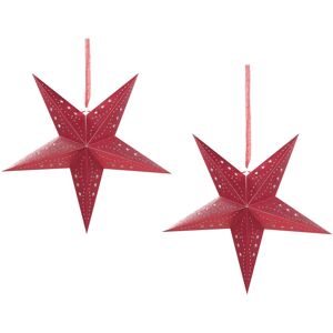 Beliani Set of 2 Star Lanterns Red Paper 45 cm - Decorative Lanterns Beliani Set of 2 Star Lanterns Red Paper 45 cm - Decorative Lanterns