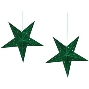 Beliani Set of 2 Star Lanterns Green Velvet Paper - Christmas Decorations Beliani Set of 2 Star Lanterns Green Velvet Paper - Christmas Decorations