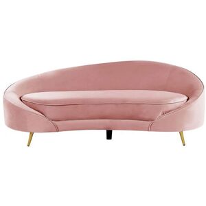 Beliani Pastel Pink Velvet Glamour 3 Seater Sofa - Sofa Beliani Pastel Pink Velvet Glamour 3 Seater Sofa - Sofa