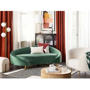 Beliani Emerald Green Velvet 3-Seater Sofa - Sofá 3 plazas de terciopelo verde esmeralda dorado diseño curvo patas metal Glamour Retro Beliani Emerald Green Velvet 3-Seater Sofa - Sofá 3 plazas de terciopelo verde esmeralda dorado diseño curvo patas metal Glamour Retro