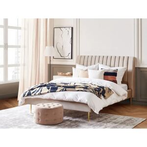 Beliani King Size Bed Beige Velvet - MARVILLE - Modern Design Beliani King Size Bed Beige Velvet - MARVILLE - Modern Design