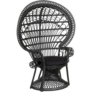 Beliani Peacock Chair Black Rattan 150 x 68 cm - Peacock Chair Beliani Peacock Chair Black Rattan 150 x 68 cm - Peacock Chair