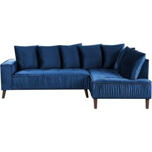 Beliani Navy Blue Velvet Corner Sofa - Corner Sofa Beliani Navy Blue Velvet Corner Sofa - Corner Sofa