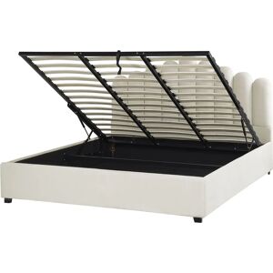 Beliani Storage Bed Off White Velvet EU Super King Size - Storage Bed Beliani Storage Bed Off White Velvet EU Super King Size - Storage Bed