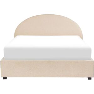 Beliani Storage Bed Beige Boucle Polyester Fabric EU King Size - Storage Bed Beliani Storage Bed Beige Boucle Polyester Fabric EU King Size - Storage Bed