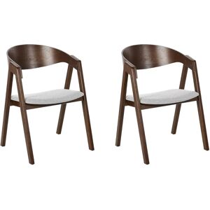 Beliani YUBA Retro Dining Chairs Set - 2 Grey Plywood Rubberwood Beliani YUBA Retro Dining Chairs Set - 2 Grey Plywood Rubberwood