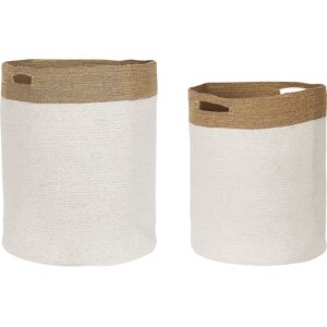 Beliani - Cotton Storage Baskets - White & Beige - Indoor Use Beliani - Cotton Storage Baskets - White & Beige - Indoor Use