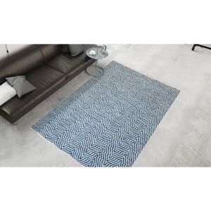 Calo-Deluxe Luba 433 Blau Handgewebter Baumwollteppich - Teppich Calo-Deluxe Luba 433 Blau Handgewebter Baumwollteppich - Teppich
