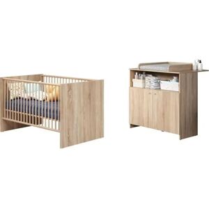 Ensemble Chambre Bébé TrendTeam - Chêne Naturel - 70x140 cm + Commode à langer Ensemble Chambre Bébé TrendTeam - Chêne Naturel - 70x140 cm + Commode à langer