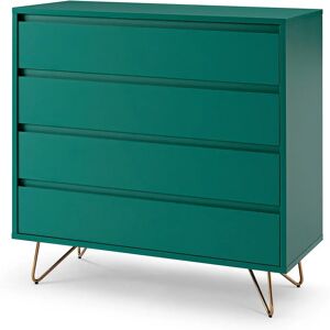 SALESFEVER Grüne/Goldene Sideboard - 4 Schubladen, MDF & Metall, 90x40x90cm SALESFEVER Grüne/Goldene Sideboard - 4 Schubladen, MDF & Metall, 90x40x90cm