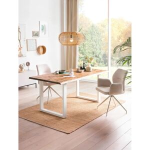 SALESFEVER Massivholz Esstisch - Rechteckig, Weiß/Natur, 200x100 cm SALESFEVER Massivholz Esstisch - Rechteckig, Weiß/Natur, 200x100 cm