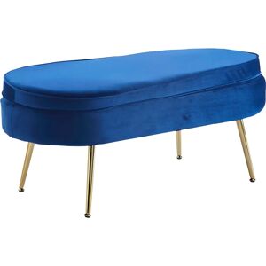 SALESFEVER Clam - Ovales Samt-Hocker - 99cm Breit - Dunkelblau SALESFEVER Clam - Ovales Samt-Hocker - 99cm Breit - Dunkelblau