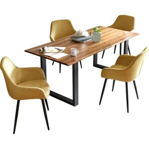 SALESFEVER Essgruppe - 160-85, Holzkante, Strukturstoff, Schwarz & Gelb SALESFEVER Essgruppe - 160-85, Holzkante, Strukturstoff, Schwarz & Gelb