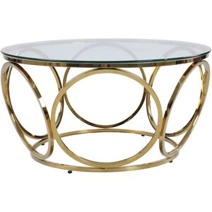 SALESFEVER Goldener Oval Couchtisch - Rundes Glas - 80x40x80cm SALESFEVER Goldener Oval Couchtisch - Rundes Glas - 80x40x80cm