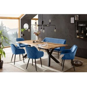 SalesFever Essgruppe - Blau Samt, 200x100cm, 6 Stühle SalesFever Essgruppe - Blau Samt, 200x100cm, 6 Stühle