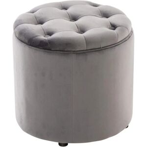 Tabouret en Velours Gris Pantin - Rangement & Confort Tabouret en Velours Gris Pantin - Rangement & Confort
