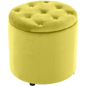 Tabouret en Velours Jaune Pantin - Rangement & Confort - Publicité Tabouret en Velours Jaune Pantin - Rangement & Confort - Publicité