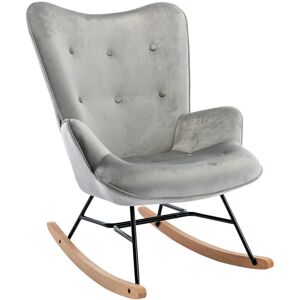 Homestoreking Sanka Gris Terciopelo Silla Mecedora Escandinava - Silla de Madera Homestoreking Sanka Gris Terciopelo Silla Mecedora Escandinava - Silla de Madera