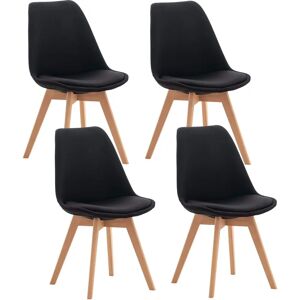 CLP Lot de 4 chaises de salle à manger - Structure en bois, rembourrées, noir - Publicité CLP Lot de 4 chaises de salle à manger - Structure en bois, rembourrées, noir - Publicité