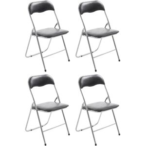 CLP Juego de 4 Sillas Plegables Felix - Negro/Plateado CLP Juego de 4 Sillas Plegables Felix - Negro/Plateado