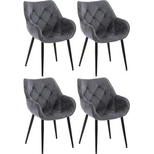 Conjunto de 4 sillas de terciopelo Tanna - Gris oscuro - CLP Conjunto de 4 sillas de terciopelo Tanna - Gris oscuro - CLP
