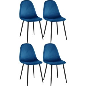Ensemble de 4 chaises de salle à manger Napier en velours bleu - Publicité Ensemble de 4 chaises de salle à manger Napier en velours bleu - Publicité