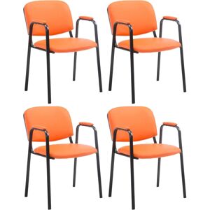 Conjunto de 4 sillas de visita en imitación de cuero naranja - Mobiliario de oficina Conjunto de 4 sillas de visita en imitación de cuero naranja - Mobiliario de oficina